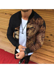 Print Zipper Long Sleeve Men's Jackets