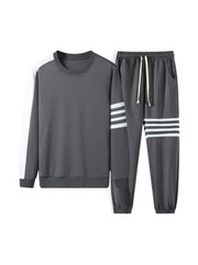 Stylish Color Matching Crewneck Loose Long Sets