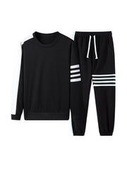 Stylish Color Matching Crewneck Loose Long Sets