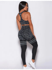 Leopard Colorblock Bodycon Yoga Set