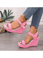 Chic Peep Toe Solid Color Wedge Sandals Women