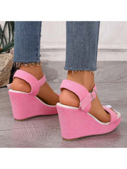 Chic Peep Toe Solid Color Wedge Sandals Women