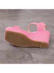 Chic Peep Toe Solid Color Wedge Sandals Women