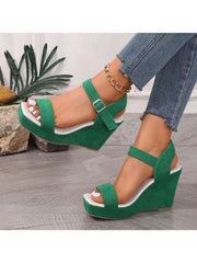 Chic Peep Toe Solid Color Wedge Sandals Women