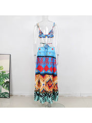 Chic V Neck Sleeveless Polyester Skirt Sets Women