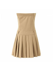 Pure Color Pleated Fitted Mini Dress