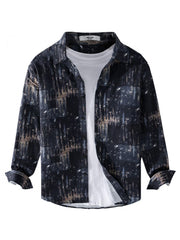 Down Collar Loose Shirts With Abstract Printing