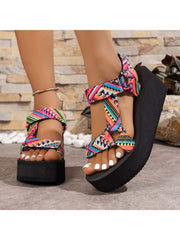 Stylish Color Matching Striped Sandals