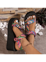 Stylish Color Matching Striped Sandals