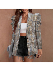 Contrast Color Houndstooth Baggy Blazers