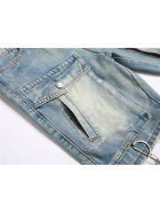 Washed Cargo Denim Men's Short Pants