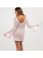 Hollow-out V Neck Backless Cover Ups