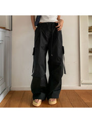 Patchwork Loose Wide Leg Cargo Pants