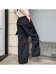 Patchwork Loose Wide Leg Cargo Pants