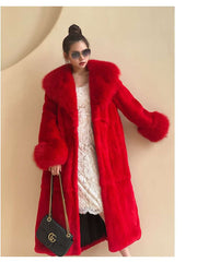 Fluff Lace Up Waist Tie Faux Fur Stylish Long Coat