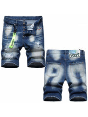 Ripped Bodycon Single Breasted Men's Denim Short Pants