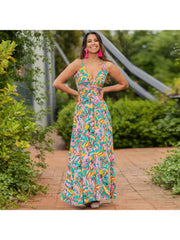 Print Spaghetti Straps A-line Maxi Dresses