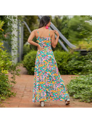 Print Spaghetti Straps A-line Maxi Dresses