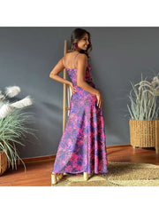 Print Spaghetti Straps A-line Maxi Dresses