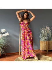 Print Spaghetti Straps A-line Maxi Dresses