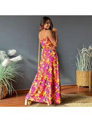 Print Spaghetti Straps A-line Maxi Dresses