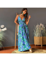 Print Spaghetti Straps A-line Maxi Dresses