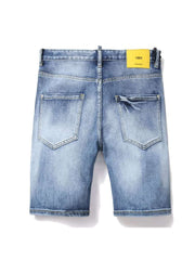 Ripped Single Breasted Denim Men's Short Pants