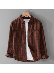 Plaid Down Collar Loose Shirts