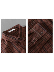 Plaid Down Collar Loose Shirts