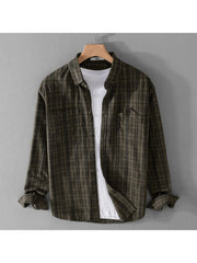 Plaid Down Collar Loose Shirts