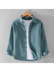 Plain Color Down Collar Long Sleeve Shirts