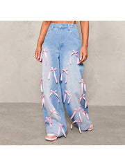 Patchwork Cotton Wide Leg Jeans