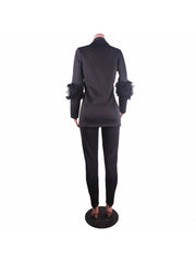 Tailored  Collar Long Sleeve High Rise Pant Sets