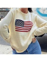 Print Loose Long Sleeve Sweater