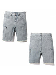 Raged Hem Cargo Men's Denim Short Pants