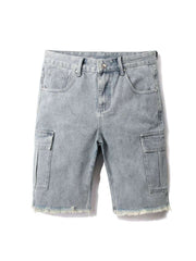 Raged Hem Cargo Men's Denim Short Pants