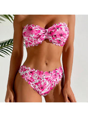 Print Straight Across Fitted Bikinis