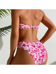 Print Straight Across Fitted Bikinis