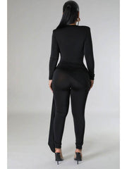 Solid Color Fitted Long Sleeve Jumpsuits