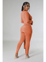 Solid Color Fitted Long Sleeve Jumpsuits