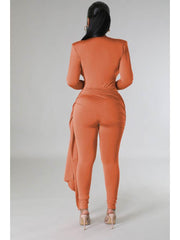 Solid Color Fitted Long Sleeve Jumpsuits