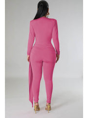 Solid Color Fitted Long Sleeve Jumpsuits