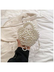 Faux Pearl Hollow-out Weave Satchels