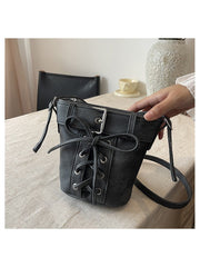 Bow Pure Color Denim Shoulder Bags