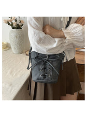 Bow Pure Color Denim Shoulder Bags