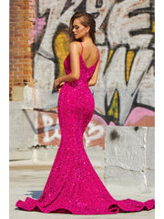 Sequin Spaghetti Straps Trailing Maxi Dresses