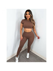 Solid Color Backless Short Sleeve Pant Sets