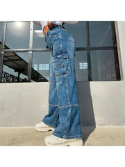 Patchwork Denim Straight Jeans