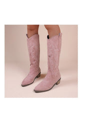 Embroidery Zipper Thigh-High Boots