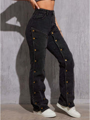 Distressed High Rise Fitted Streetwear Jeans